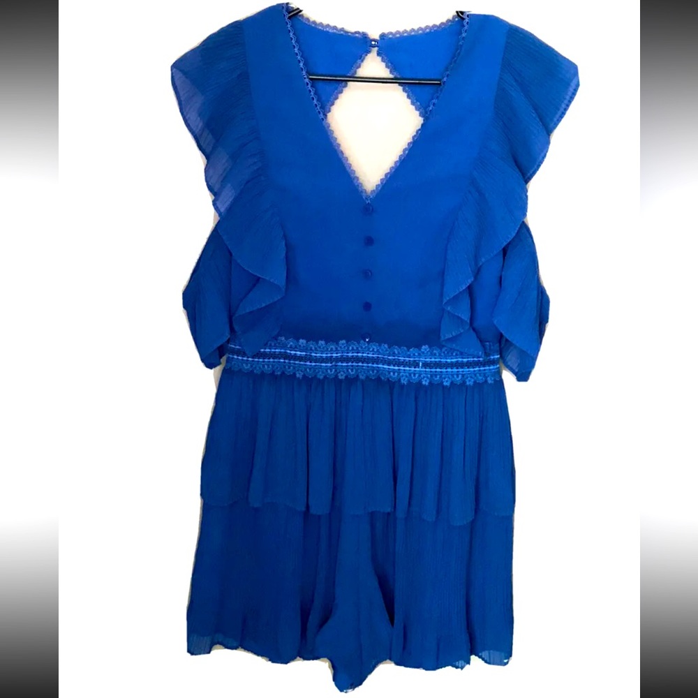 Adelyn Rae Cobalt Blue Accordion Pleated Romper